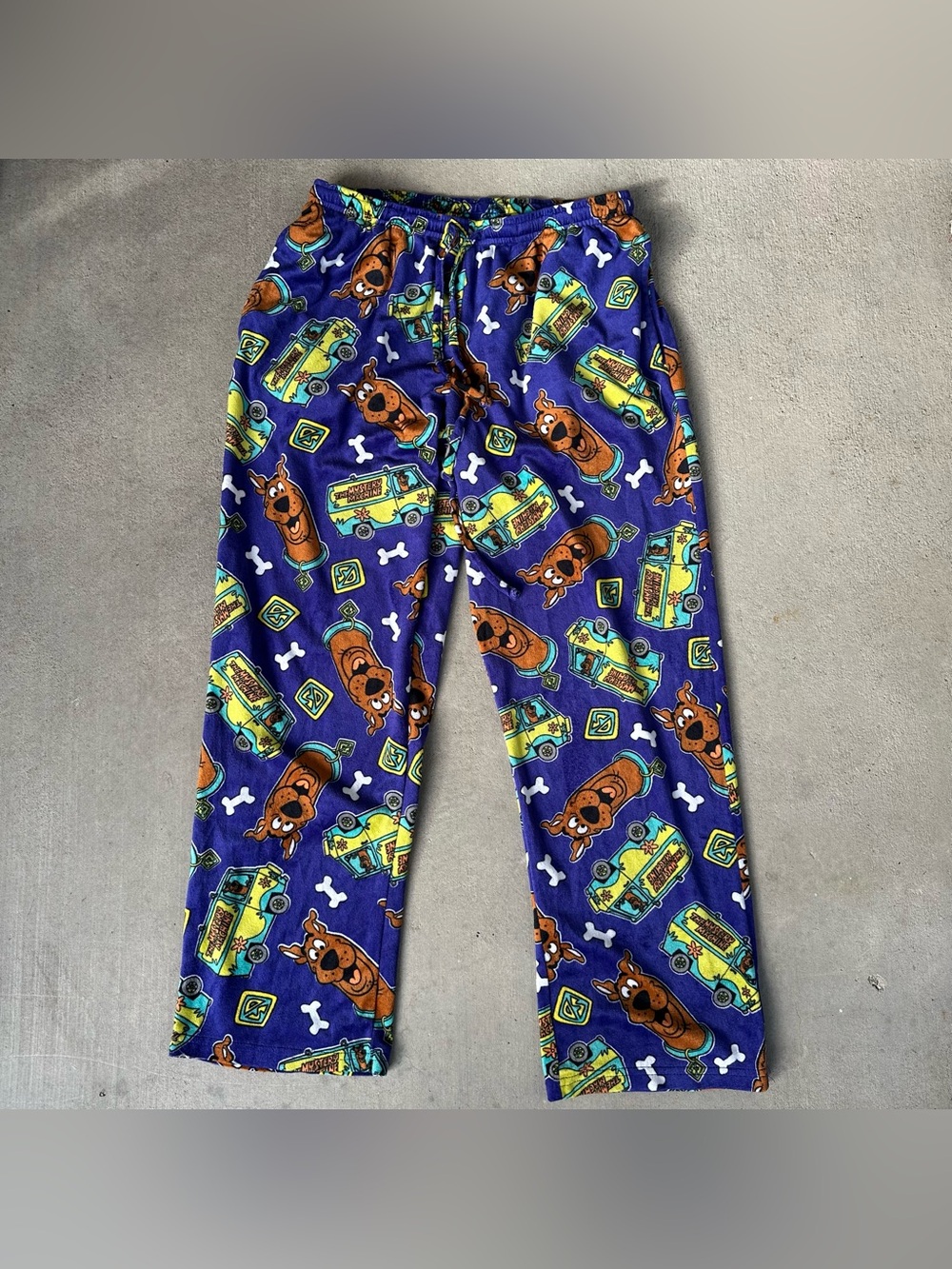 Scooby-Doo Pajama Pants Purple/Multicolor Graphic Print Drawstring Size M